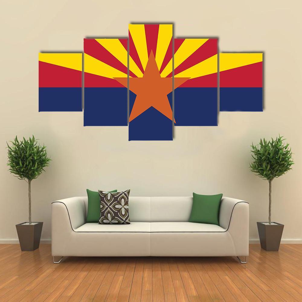 State Of Arizona Flag Canvas Wall Art-5 Star-Gallery Wrap-62" x 32"-Tiaracle