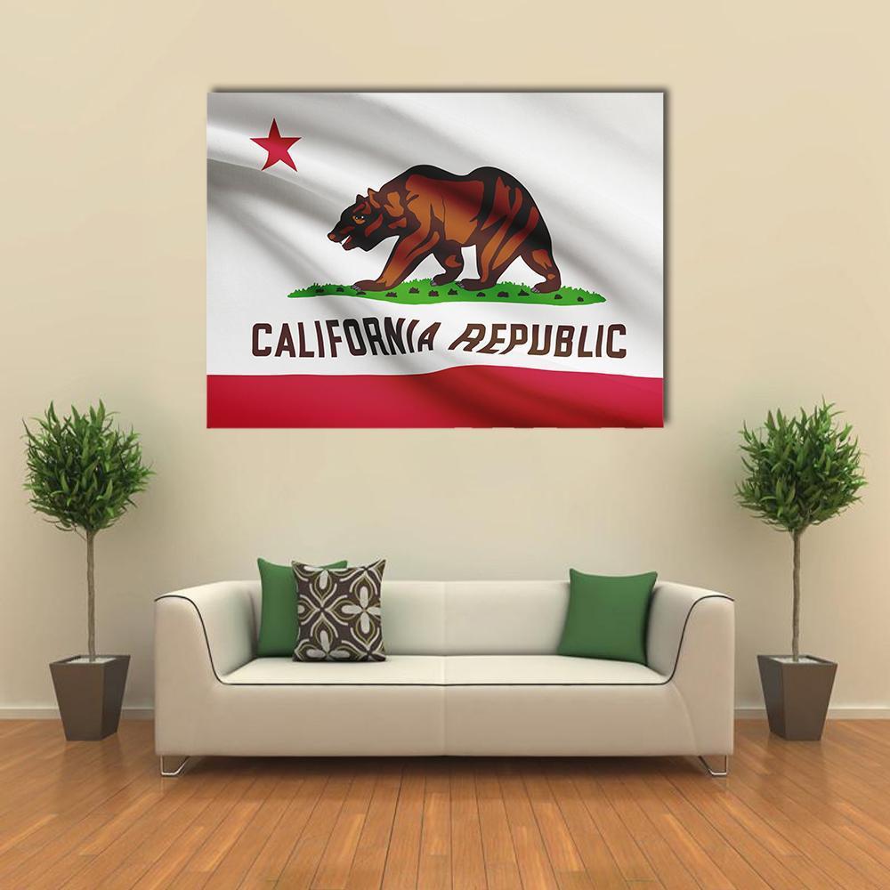 State Of California Flag Canvas Wall Art-4 Horizontal-Gallery Wrap-34" x 24"-Tiaracle