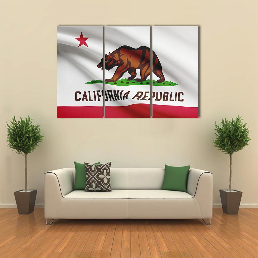 State Of California Flag Canvas Wall Art-3 Horizontal-Gallery Wrap-37" x 24"-Tiaracle