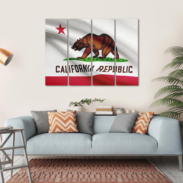 State Of California Flag Canvas Wall Art-4 Horizontal-Gallery Wrap-34" x 24"-Tiaracle