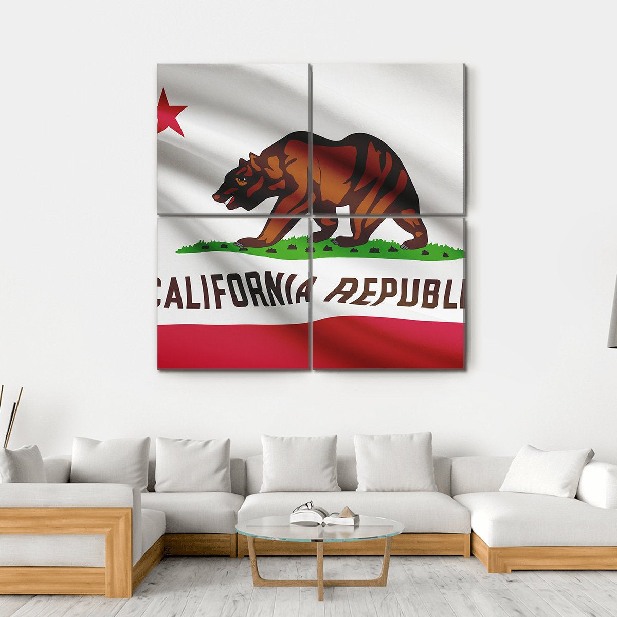State Of California Flag Canvas Wall Art-4 Square-Gallery Wrap-17" x 17"-Tiaracle