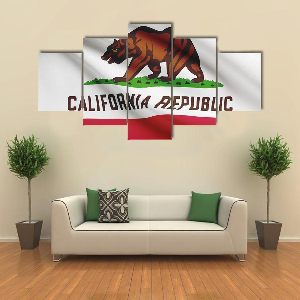 State Of California Flag Canvas Wall Art-3 Horizontal-Gallery Wrap-37" x 24"-Tiaracle