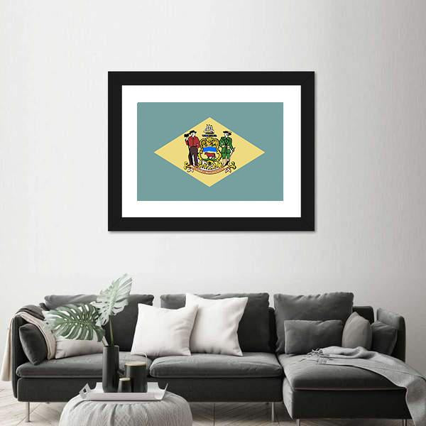 State Of Delaware Flag Canvas Wall Art-3 Horizontal-Gallery Wrap-25" x 16"-Tiaracle