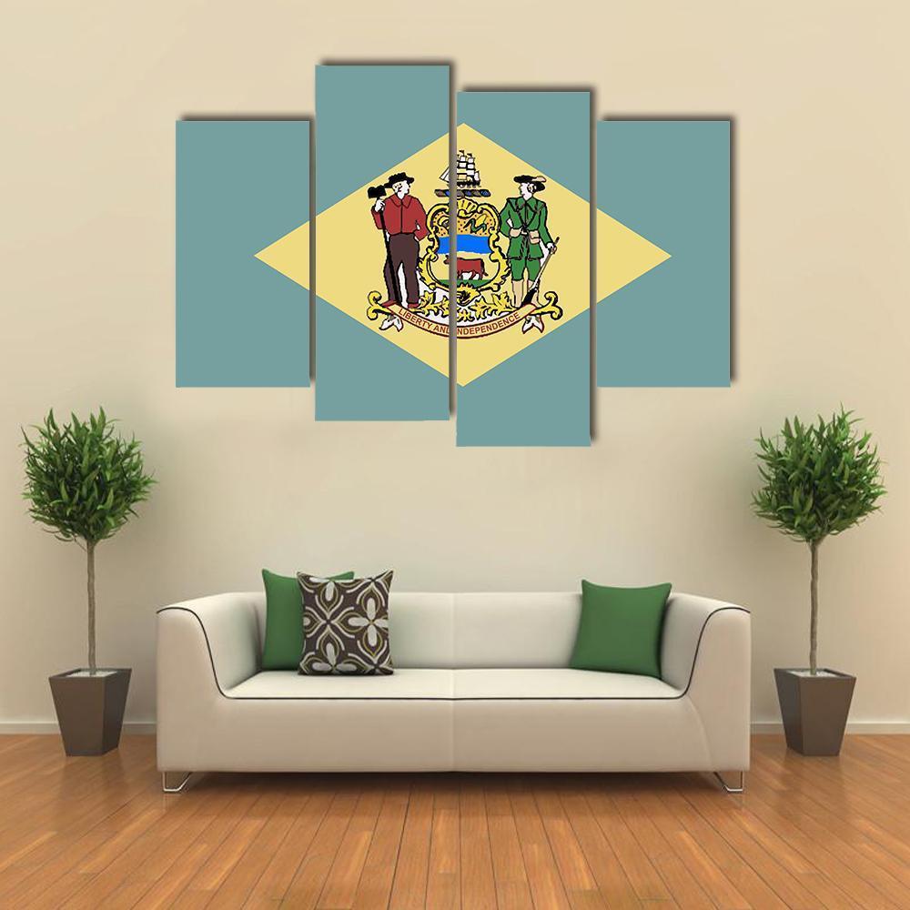 State Of Delaware Flag Canvas Wall Art-4 Pop-Gallery Wrap-50" x 32"-Tiaracle