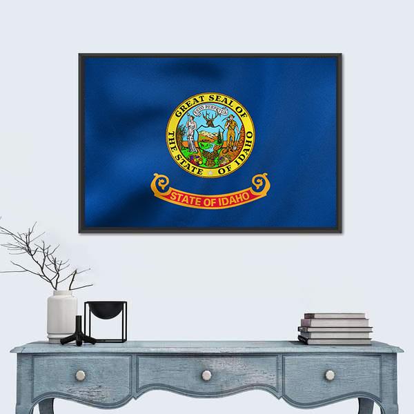 State Of Idaho Flag Canvas Wall Art-1 Piece-Floating Frame-24" x 16"-Tiaracle