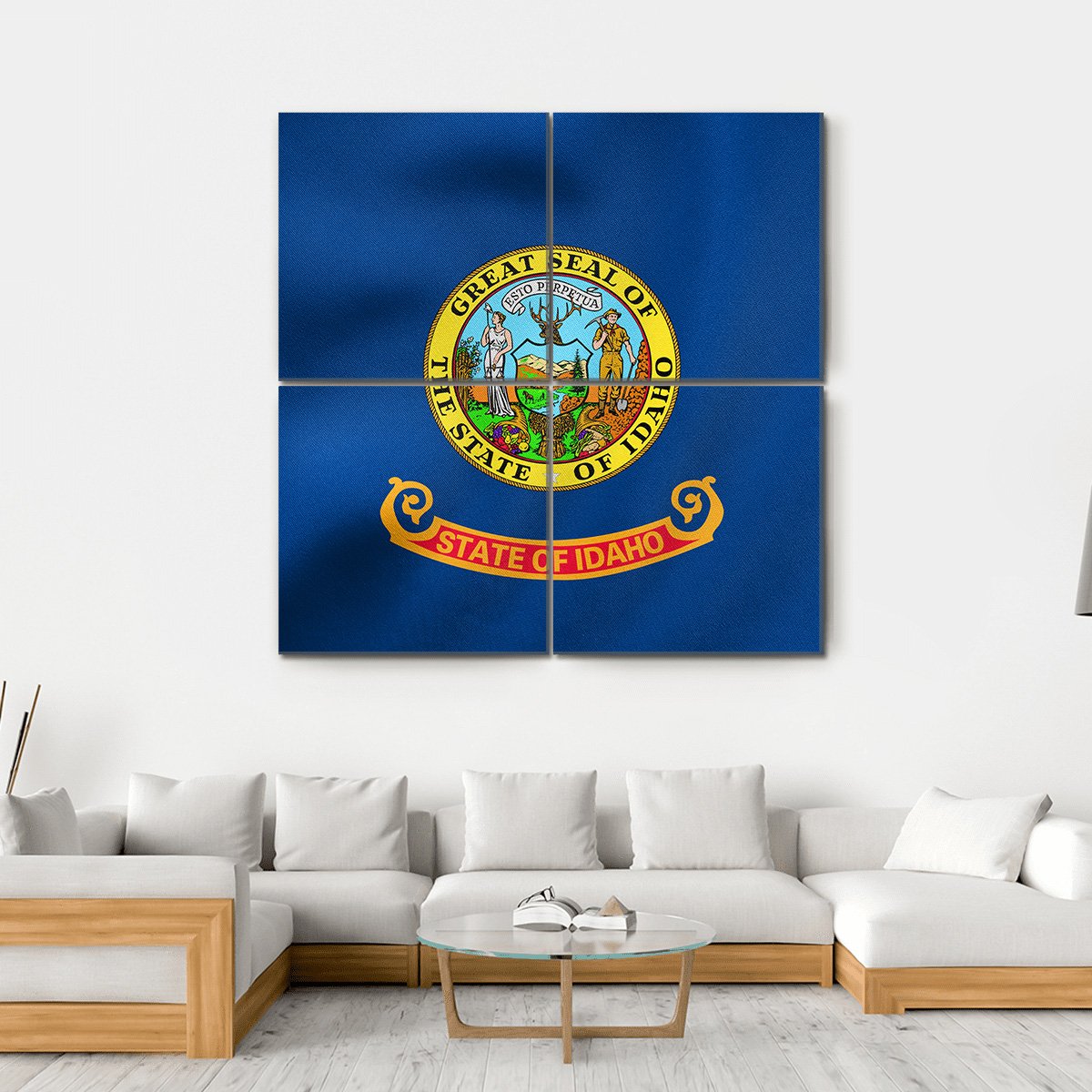 State Of Idaho Flag Canvas Wall Art-4 Square-Gallery Wrap-17" x 17"-Tiaracle