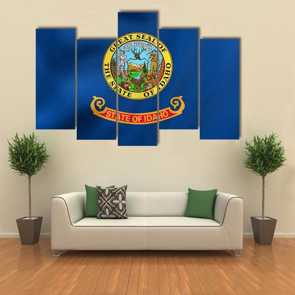 State Of Idaho Flag Canvas Wall Art-5 Pop-Gallery Wrap-47" x 32"-Tiaracle