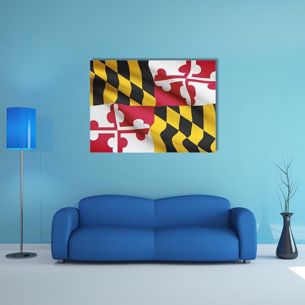 State Of Maryland Flag Canvas Wall Art-1 Piece-Gallery Wrap-48" x 32"-Tiaracle