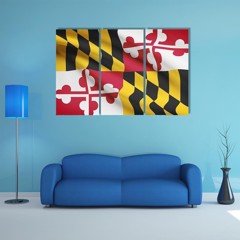 State Of Maryland Flag Canvas Wall Art-3 Horizontal-Gallery Wrap-37" x 24"-Tiaracle