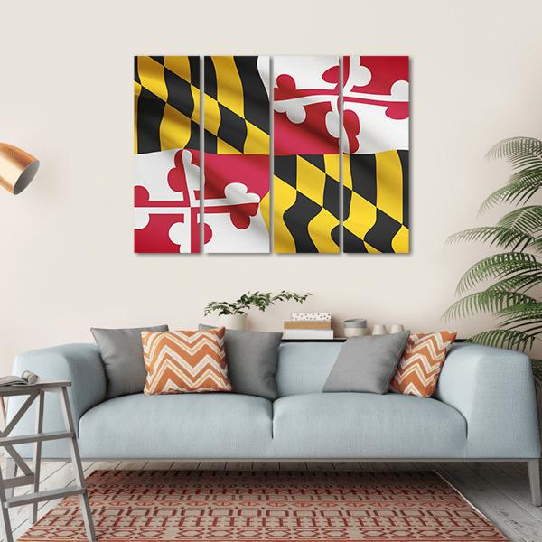 State Of Maryland Flag Canvas Wall Art-4 Horizontal-Gallery Wrap-34" x 24"-Tiaracle