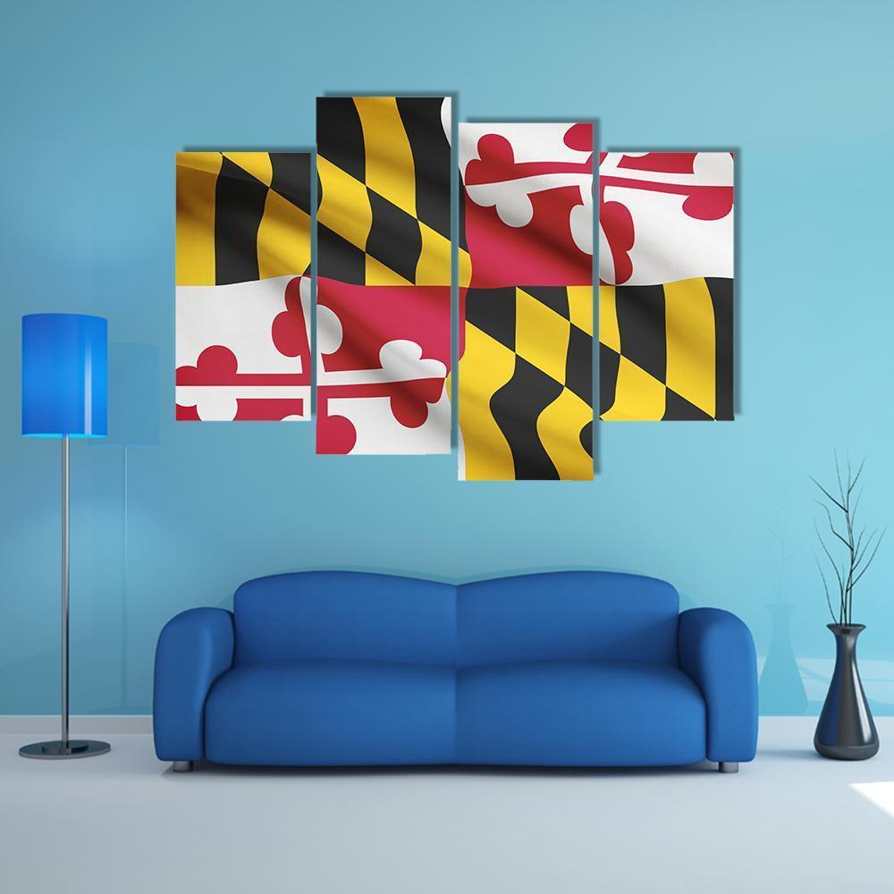 State Of Maryland Flag Canvas Wall Art-3 Horizontal-Gallery Wrap-37" x 24"-Tiaracle