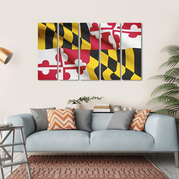State Of Maryland Flag Canvas Wall Art-5 Horizontal-Gallery Wrap-22" x 12"-Tiaracle