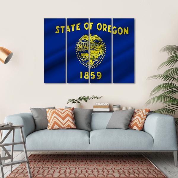 State Of Oregon Flag Canvas Wall Art-4 Horizontal-Gallery Wrap-34" x 24"-Tiaracle