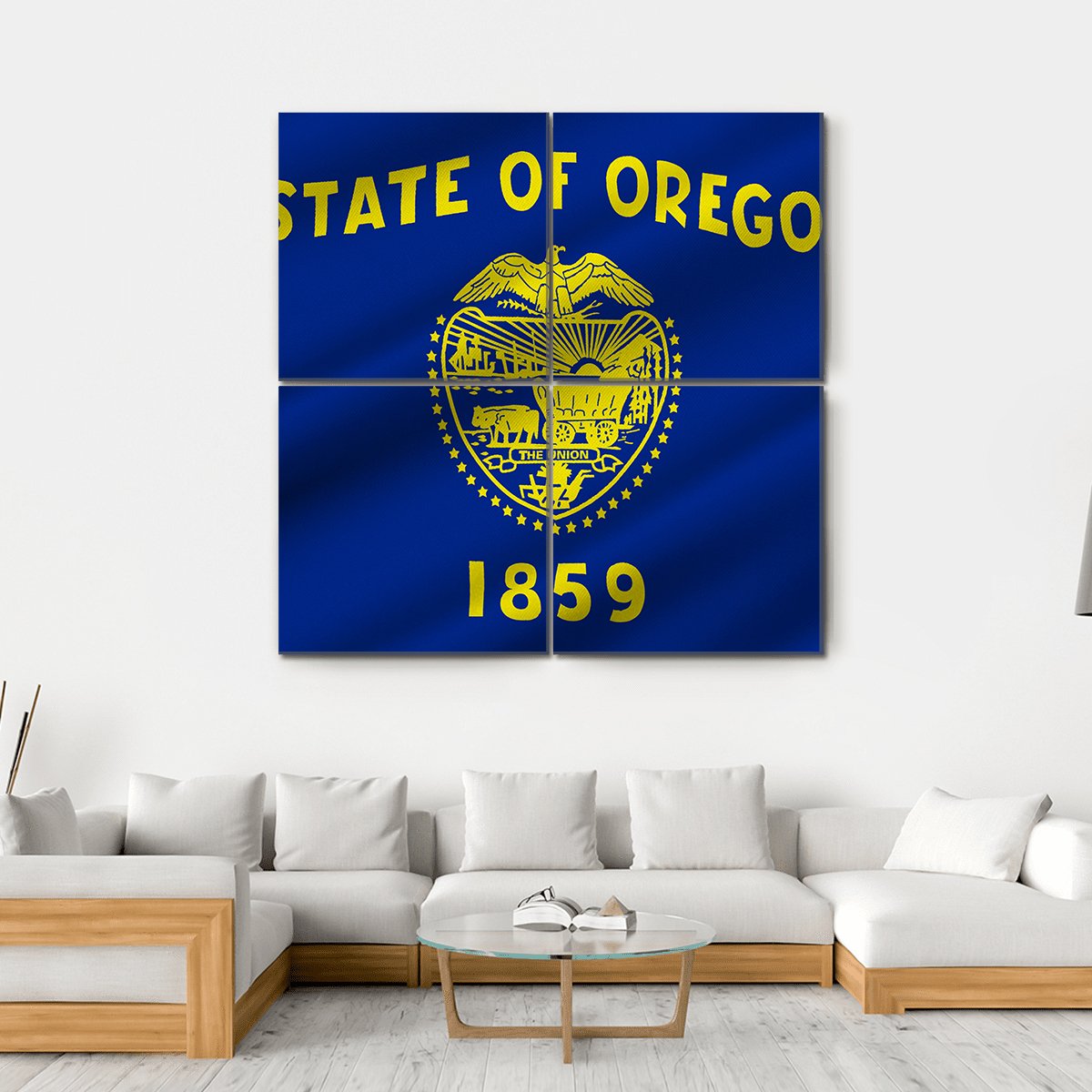 State Of Oregon Flag Canvas Wall Art-4 Square-Gallery Wrap-17" x 17"-Tiaracle
