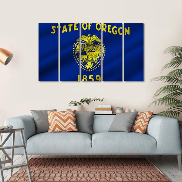 State Of Oregon Flag Canvas Wall Art-5 Horizontal-Gallery Wrap-22" x 12"-Tiaracle