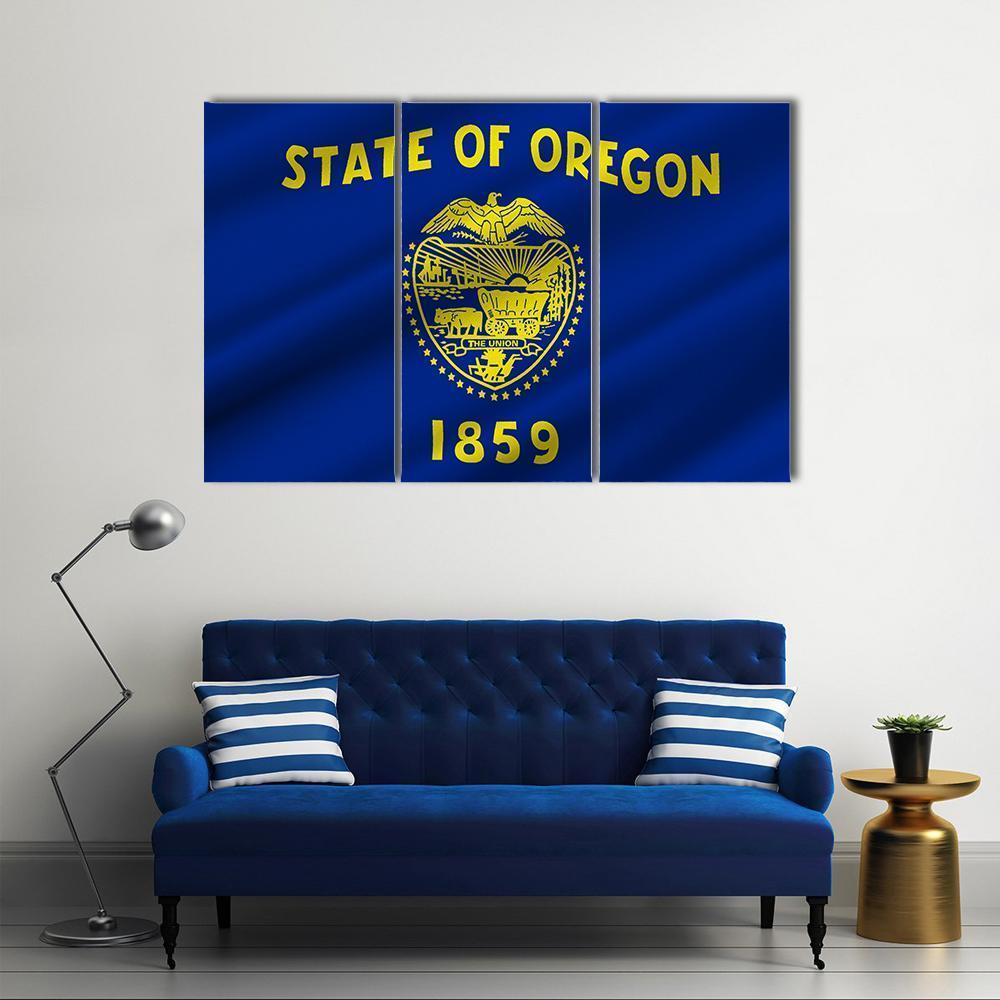 State Of Oregon Flag Canvas Wall Art-3 Horizontal-Gallery Wrap-37" x 24"-Tiaracle