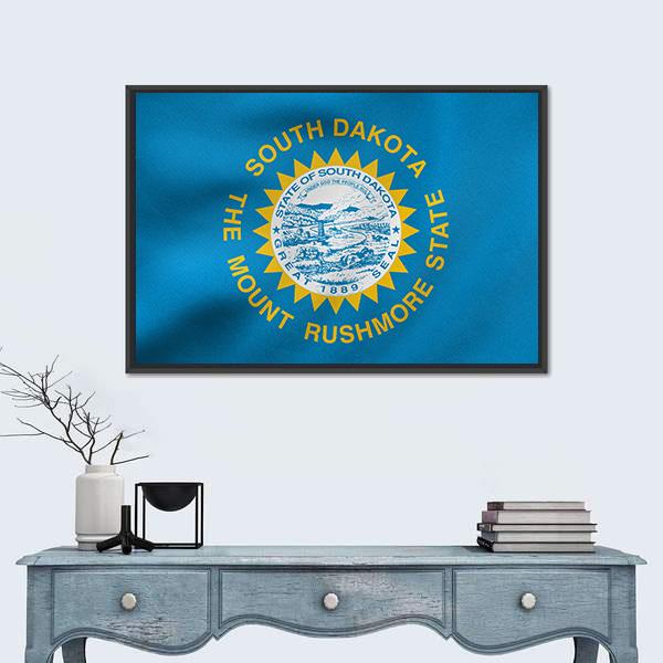 State Of South Dakota Flag Canvas Wall Art-1 Piece-Floating Frame-24" x 16"-Tiaracle