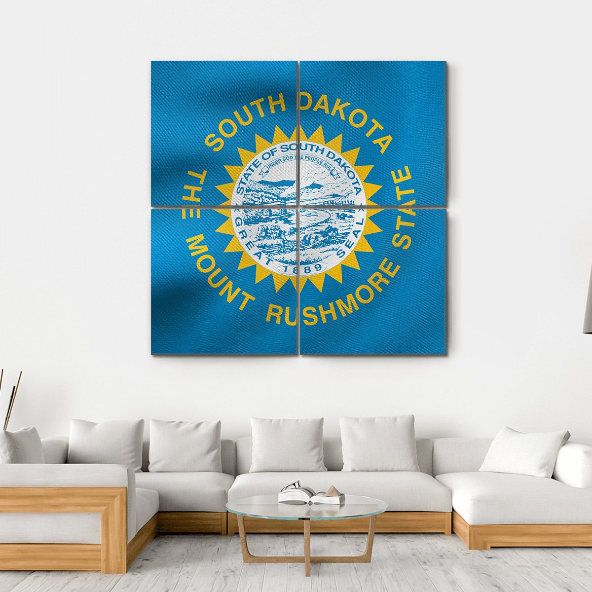 State Of South Dakota Flag Canvas Wall Art-4 Square-Gallery Wrap-17" x 17"-Tiaracle