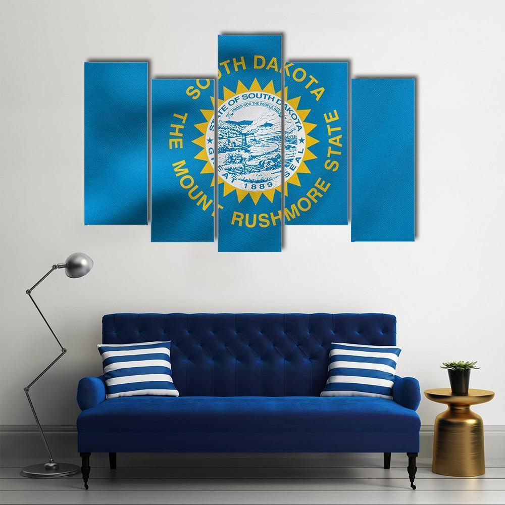 State Of South Dakota Flag Canvas Wall Art-5 Pop-Gallery Wrap-47" x 32"-Tiaracle