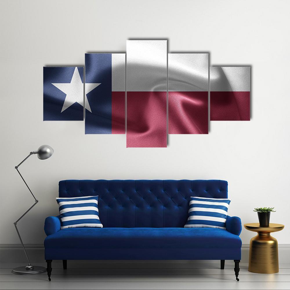 State Of Texas Flag Canvas Wall Art-5 Star-Gallery Wrap-62" x 32"-Tiaracle