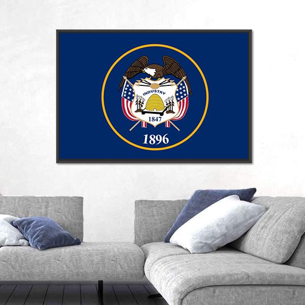 State Of Utah Flag Canvas Wall Art-3 Horizontal-Gallery Wrap-25" x 16"-Tiaracle