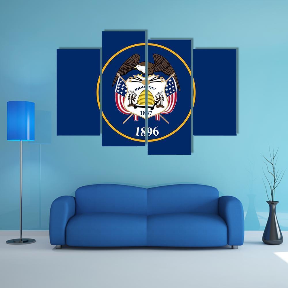 State Of Utah Flag Canvas Wall Art-4 Pop-Gallery Wrap-50" x 32"-Tiaracle