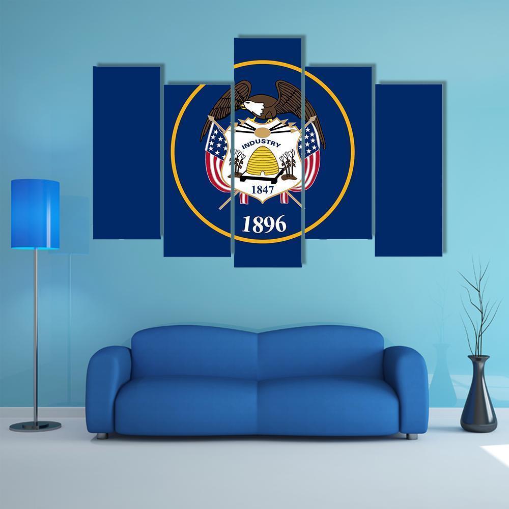 State Of Utah Flag Canvas Wall Art-5 Pop-Gallery Wrap-47" x 32"-Tiaracle