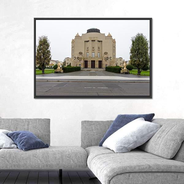 State Theater In Cottbus Canvas Wall Art-1 Piece-Floating Frame-36" x 24"-Tiaracle