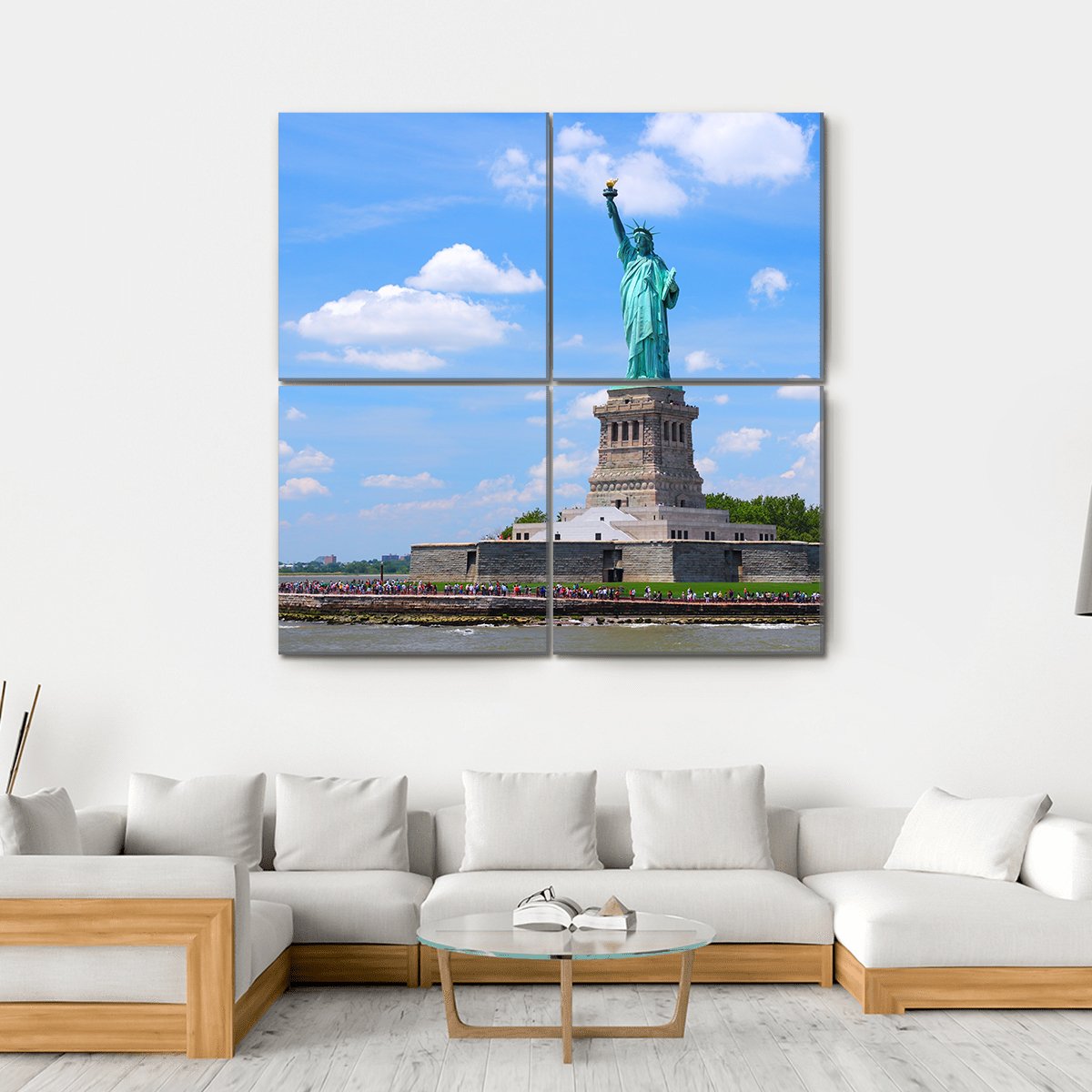 Statue of Liberty in New York City United States Canvas Wall Art-4 Square-Gallery Wrap-17" x 17"-Tiaracle