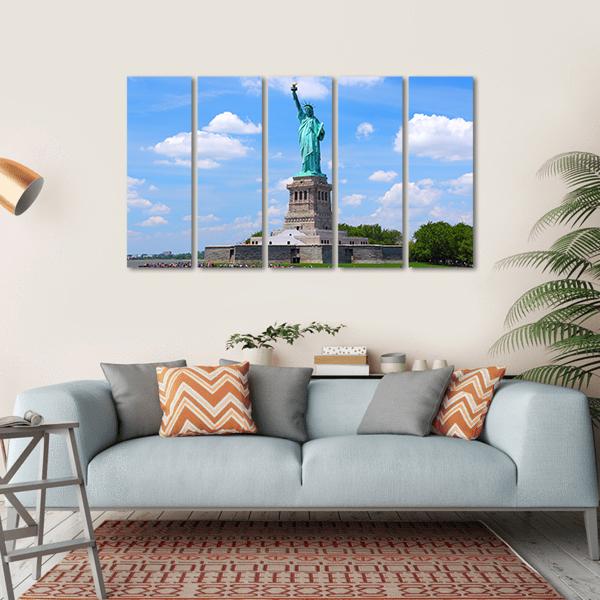 Statue of Liberty in New York City United States Canvas Wall Art-5 Horizontal-Gallery Wrap-22" x 12"-Tiaracle