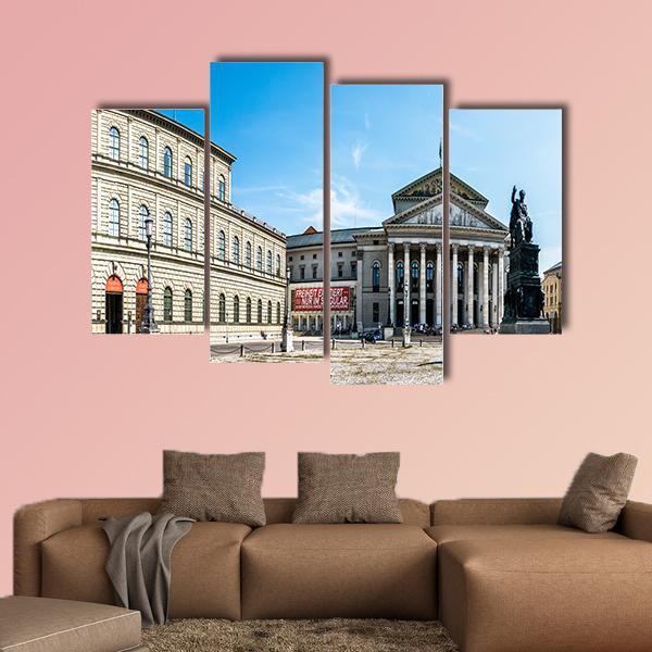 Statue Of Maximilian I In Munich Canvas Wall Art-4 Pop-Gallery Wrap-50" x 32"-Tiaracle