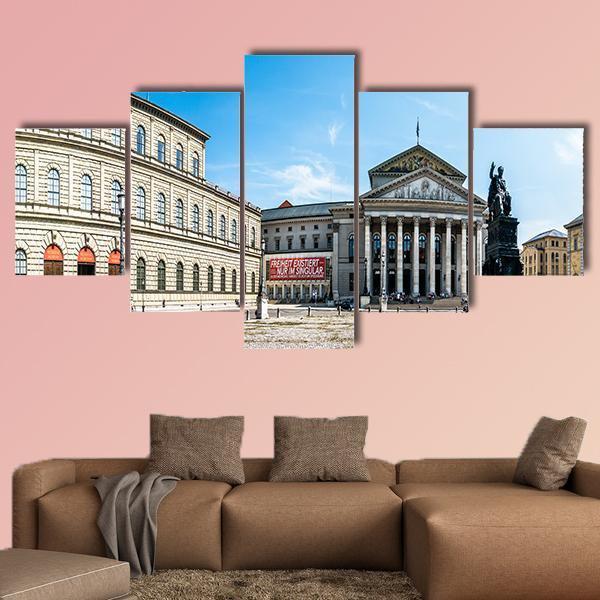 Statue Of Maximilian I In Munich Canvas Wall Art-5 Star-Gallery Wrap-62" x 32"-Tiaracle