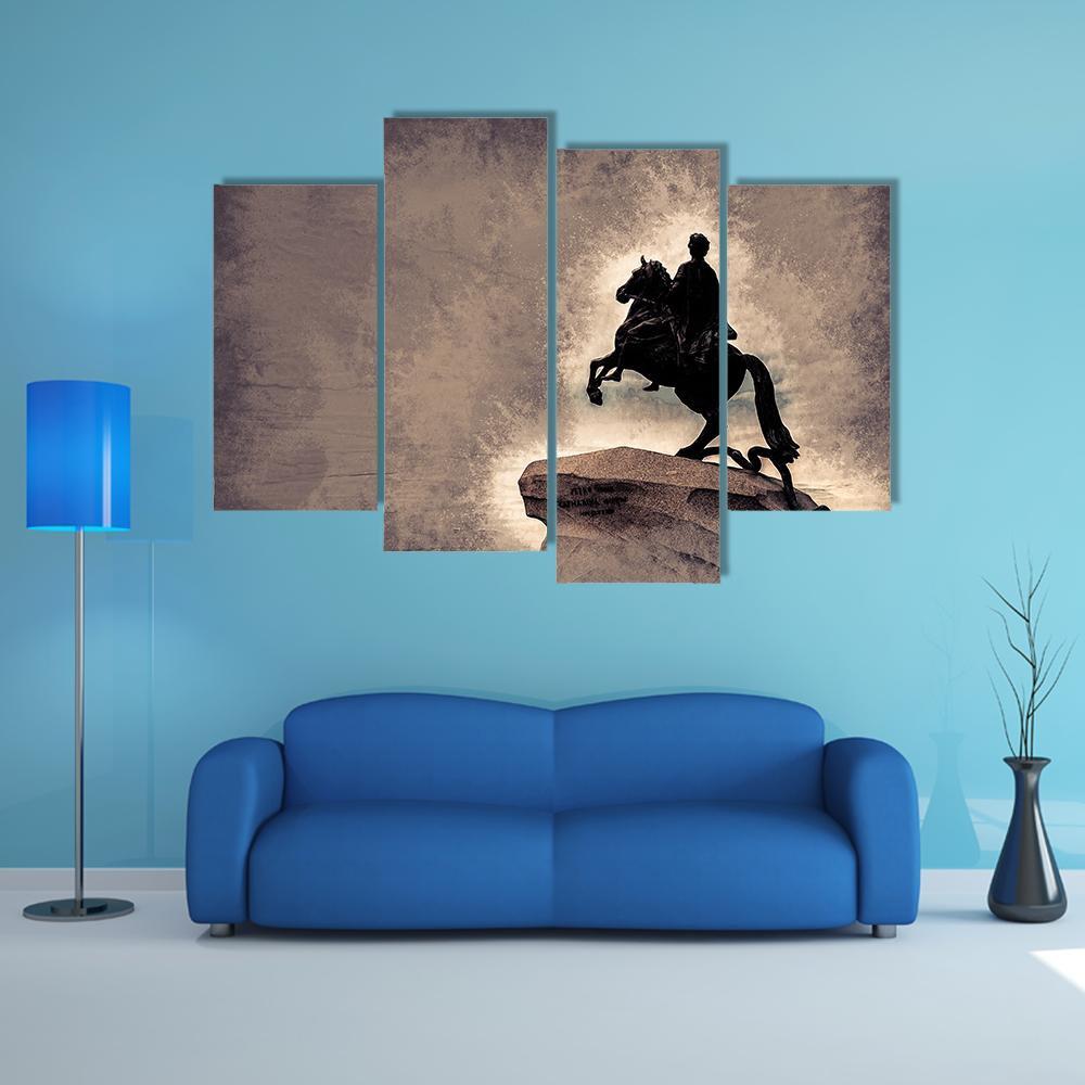 Statue Of Peter The Great Canvas Wall Art-4 Pop-Gallery Wrap-50" x 32"-Tiaracle
