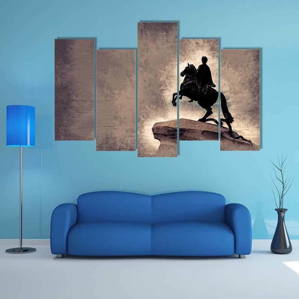 Statue Of Peter The Great Canvas Wall Art-5 Pop-Gallery Wrap-47" x 32"-Tiaracle