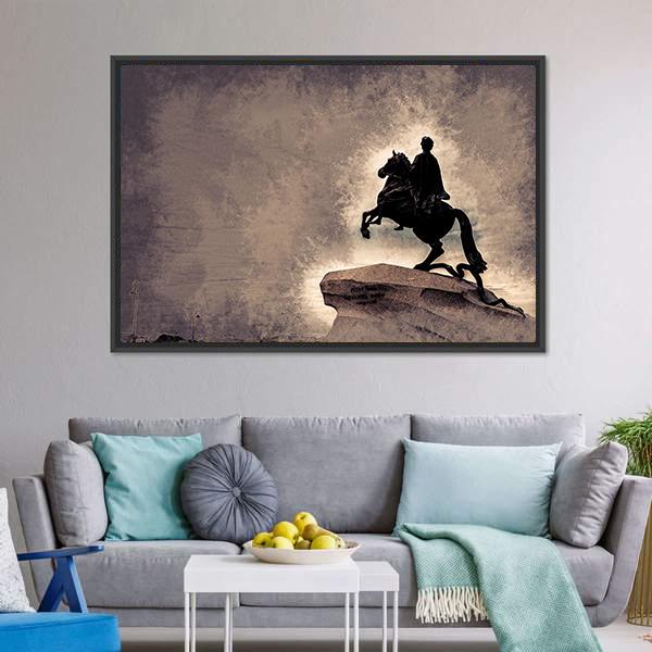 Statue Of Peter The Great Panoramic Canvas Wall Art-1 Piece-36" x 12"-Tiaracle