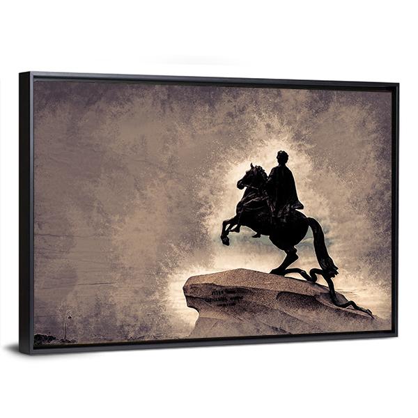 Statue Of Peter The Great Panoramic Canvas Wall Art-1 Piece-36" x 12"-Tiaracle