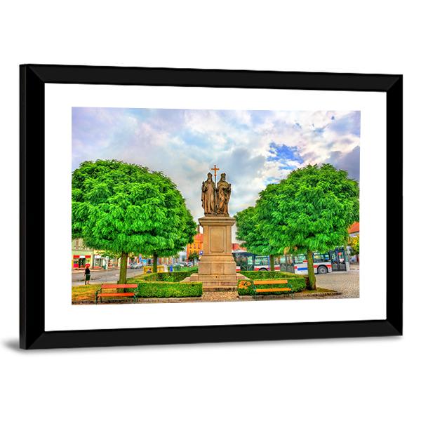 Statue Of Saints Cyril And Methodius In Czech Republic Panoramic Canvas Wall Art-1 Piece-36" x 12"-Tiaracle