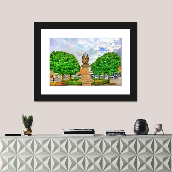 Statue Of Saints Cyril And Methodius In Czech Republic Panoramic Canvas Wall Art-1 Piece-36" x 12"-Tiaracle