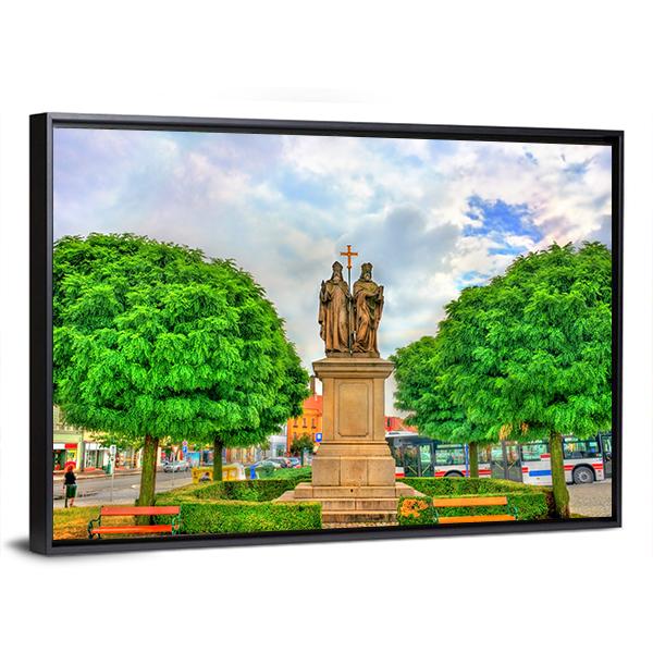Statue Of Saints Cyril And Methodius In Czech Republic Panoramic Canvas Wall Art-1 Piece-36" x 12"-Tiaracle