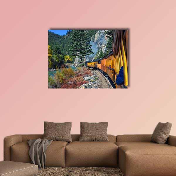 Steam Engine Train Travels In Colorado USA Canvas Wall Art-1 Piece-Gallery Wrap-24" x 16"-Tiaracle