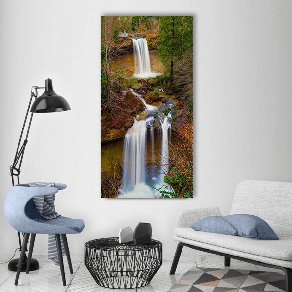 Steep Slope Waterfall Vertical Canvas Wall Art-1 Vertical-Gallery Wrap-12" x 24"-Tiaracle