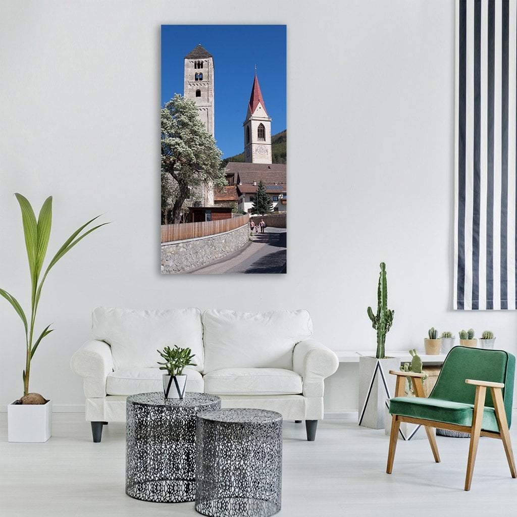 Steeple Rhaeto Romanic Gothic Church Vertical Canvas Wall Art-1 Vertical-Gallery Wrap-12" x 24"-Tiaracle