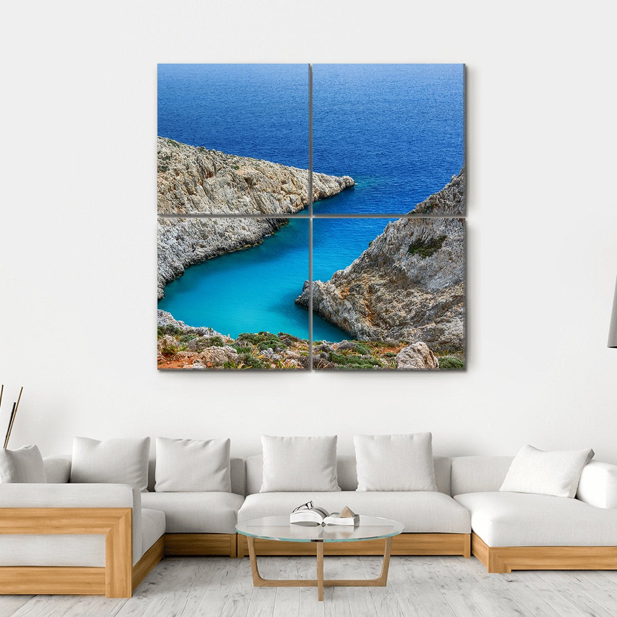 Stefanou Beach In Crete Island Greece Canvas Wall Art-4 Square-Gallery Wrap-17" x 17"-Tiaracle