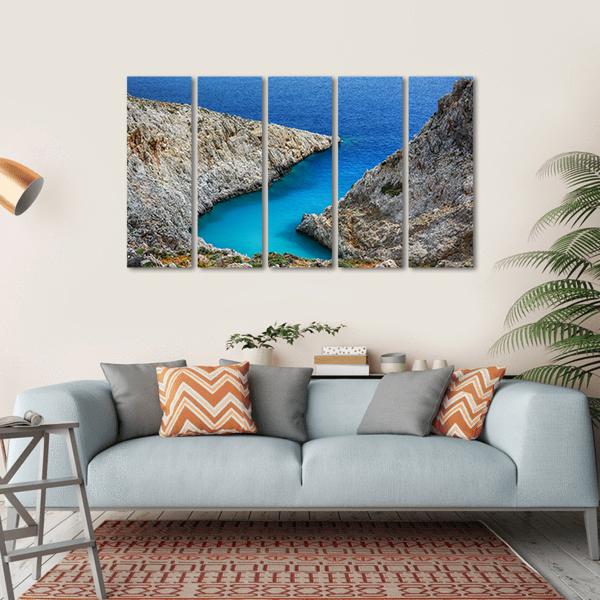 Stefanou Beach In Crete Island Greece Canvas Wall Art-5 Horizontal-Gallery Wrap-22" x 12"-Tiaracle