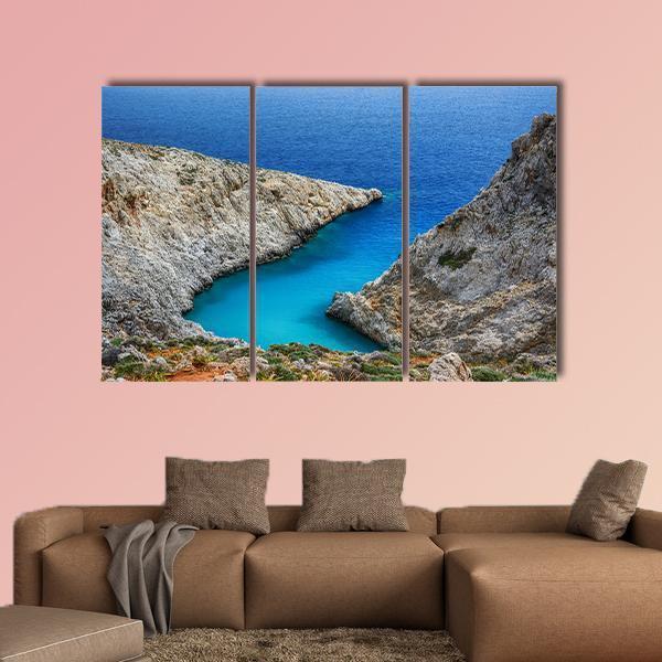 Stefanou Beach In Crete Island Greece Canvas Wall Art-3 Horizontal-Gallery Wrap-37" x 24"-Tiaracle