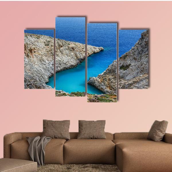 Stefanou Beach In Crete Island Greece Canvas Wall Art-4 Pop-Gallery Wrap-50" x 32"-Tiaracle