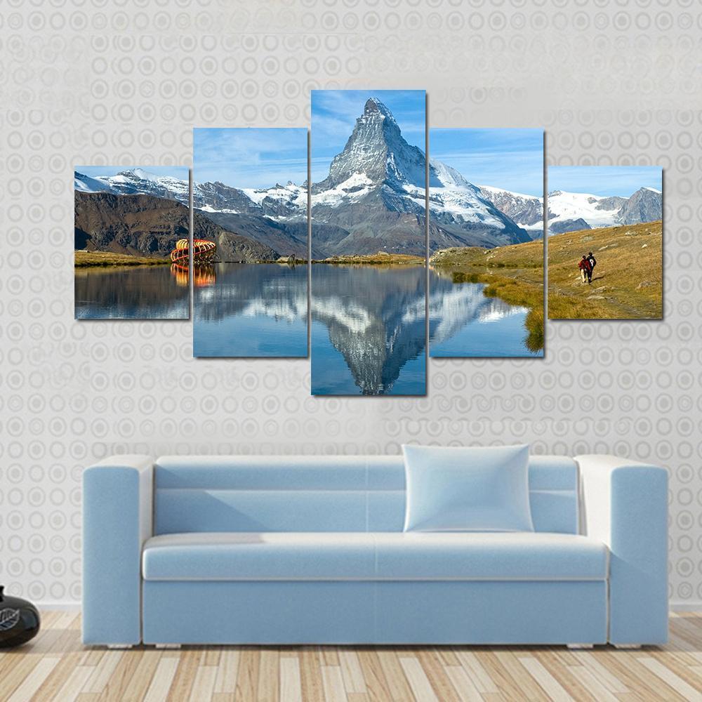 Stellisee Lake Canvas Wall Art-5 Star-Gallery Wrap-62" x 32"-Tiaracle