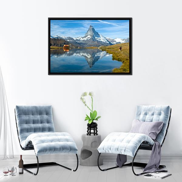 Stellisee Lake Canvas Wall Art-1 Piece-Floating Frame-24" x 16"-Tiaracle