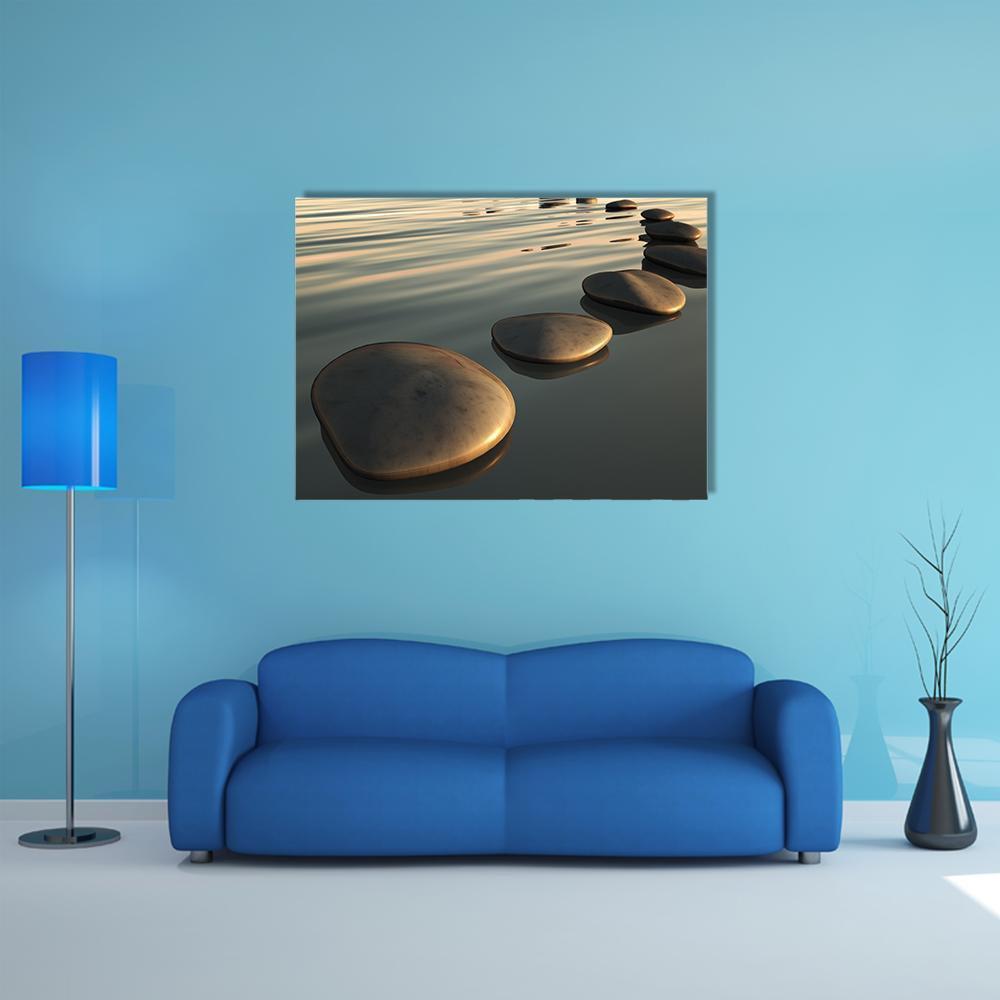 Step Stones To The Sunset Canvas Wall Art-1 Piece-Gallery Wrap-36" x 24"-Tiaracle