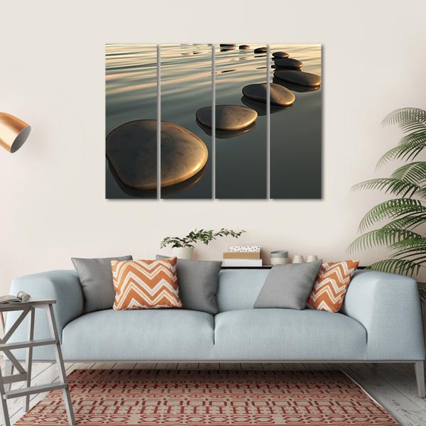 Step Stones To The Sunset Canvas Wall Art-4 Horizontal-Gallery Wrap-34" x 24"-Tiaracle